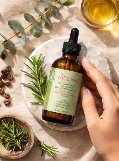 Nifeishi Rosemary Mint Scalp & Hair Strengthening Oil | Biotin Hair Growth Oil | 60ml