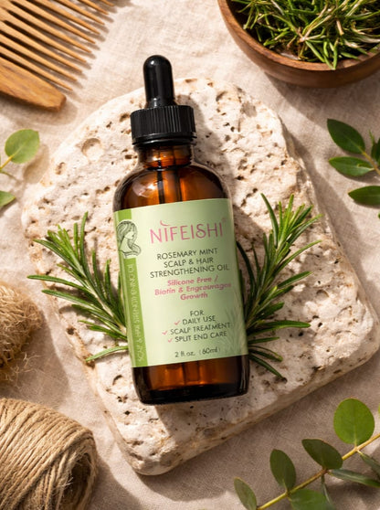 Nifeishi Rosemary Mint Scalp & Hair Strengthening Oil | Biotin Hair Growth Oil | 60ml